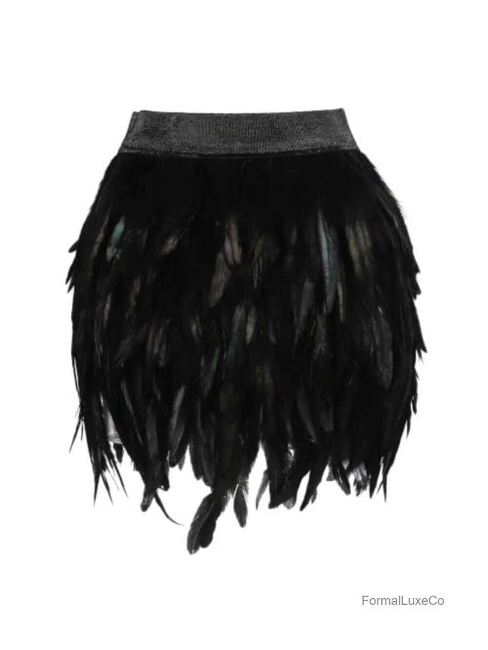 Natural Feather A-Line Skirt Elastic Waist Halloween Party Costume